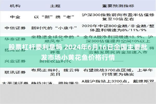   股票杠杆要利息吗 2024年6月16日全国主要批发市场小黄花鱼价格行情