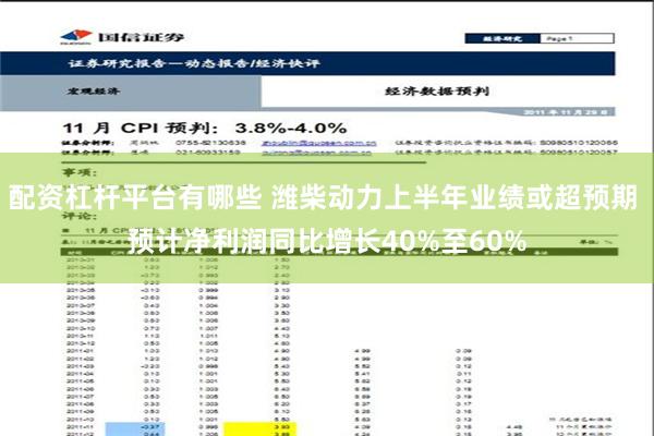   配资杠杆平台有哪些 潍柴动力上半年业绩或超预期 预计净利润同比增长40%至60%