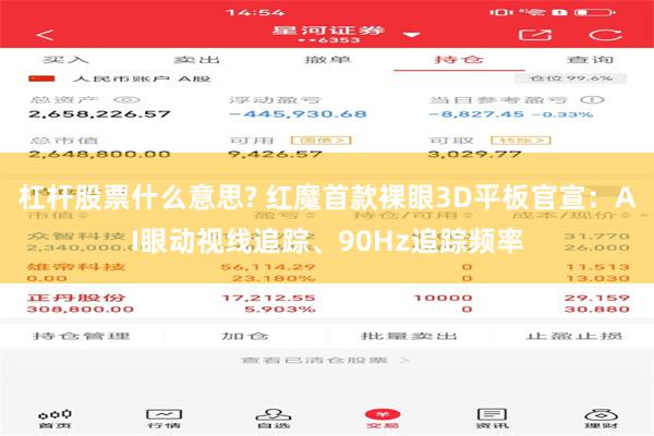 杠杆股票什么意思? 红魔首款裸眼3D平板官宣：AI眼动视线追